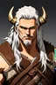 Placeholder: viking warrior, tanned skin, long white hair, green eyes, 30 years old, male, semi realistic