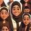 Placeholder: a portrait of smiling moslem woman. indonesian. carricature. thin. wearing black headscarf. warm undertone brown face skin. black eye pupils. diamond face shape. formal blazer dress. pixar style. 3D. 4k. portrait. highly detailed. sharp focus. high resolution. full color. cinema lighting