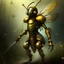 Placeholder: An anthropomorphic slender honeybee knight in armor, fantasy, digital art