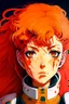 Placeholder: 90s anime sci fi orange hair space Captain girl blood on face sacred