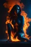 Placeholder: The female Shadow of Death.. blue fire and orange smoke. Cinematic lighting, Volumetric, lighting, Epic color composition, the hole naked truth, octane render,