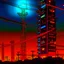 Placeholder: cyberpunk retro futuristic for comics really tall from far away