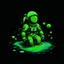 Placeholder: Astronaut in green float in dark space cartoonish