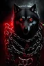 Placeholder: Black wolf, red eyes, fangs, chained to chains He can cut chains and free himself