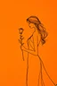 Placeholder: (single line minimalist drawing:1.3) in (black ink:1.2) on (vibrant orange canvas:1.3), depicting a (graceful woman:1.2) holding a (delicate rose:1.1). The composition highlights the (fluidity of lines:1.3) and the (contrast of colors:1.2), capturing the essence of beauty in a (monochromatic color scheme:1.3) that emphasizes simplicity, elegance, and emotional depth.