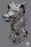 Placeholder: Decorative silver brooch containing a black crystal jewel in the shape of a Deberman dog