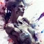 Placeholder: leaning pose, skulls, watercolor illustration by <agnes cecile> <Yoji Shinkawa>,