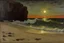 Placeholder: night, rocks, sea, waves, seashore, sand, ernest welvaert and hans am ende impressionism paintings