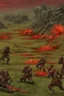 Placeholder: a red battle field with dead orcs