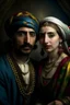Placeholder: Portrait of Iranian couple in turban and jewellery style of Claude Monet