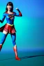 Placeholder: Waist up portrait, woman, make-up, happy, watch dildo, Realistic image, 60s, supergirl, tights minimal dress, sweat, Color background, photo studio, concept art, smooth, unreal engine 5, god lights, ray tracing, RTX, lumen lighting, ultra detail, volumetric lighting, 3d, finely drawn, high definition, 4k.