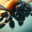 Placeholder: depth of field, cyborg bee, macro lens, hyperphoorealstic, ultra detail, elegant