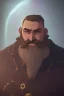 Placeholder: Medieval Fantasy Bearded strong man wearing a thick fur-lined merchant's coat, wearing gold rings, divine, halo, happy smiling, portrait, high definition, realistic, long hair, dynamic lighting, volumetric lighting, mustache, blond, arcane