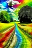 Placeholder: Prompt: tie-dye country road