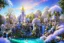 Placeholder:  white and gold crystal PALACE，swanns,waterfall, BLUE LAKE, SWANN,flowers, jacaranda trees, sky pink blue, full of details, smooth, bright sunshine，soft light atmosphere, light effect，vaporwave colorful, concept art, smooth, extremely sharp detail, finely tuned detail, ultra high definition, 8 k, unreal engine 5, ultra sharp focus