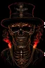 Placeholder: gangster skeleton portrai, black smoking, smoke, realistic, gold necklace, rose, earring, dark, scary, dramatic studio lighting, very detailed, high contrast, intricate, detailed illustration, huge mouth with fangs and drool, christmas three, gifts, firework, 4k, realist, blackground,galaxy,teeth,robot,samurai,eart,