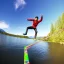 Placeholder:  krister chao the artist slacklining over water