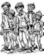 Placeholder: real little men zombies, coloring image, full body (((((white background))))), only use an outline., real style, line art, white color, clean line art, white background, Sketch style