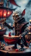 Placeholder: portrait of a vampire werewolf robot goblin gremlin with mustage smoking a violin blood of fish on a viking ship, in the style of Giger,bokeh like f/0.8, tilt-shift lens 8k, high detail, smooth render, down-light, unreal engine, prize winning