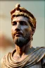 Placeholder: Realistic image, Roman sculpture made in marble with gold veins, Lionel messi, gold laurel leaves crown, waist up portrait,marble material, gold ornaments, Renaissance style, sun rays background, epic, celestial, cinematic lighting, God lights, 4k resolution, smooth details, soft lighting, unreal engine 5, art station, substance 3d.