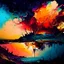 Placeholder: landscape, wonderland, sunset, Alcohol ink and impasto mix painting, explosion, yang08k, beautiful, colorful, masterpieces, top quality, best quality, official art, beautiful and aesthetic,