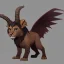 Placeholder: Lion cub gargoyle with goat horns and wings on its back Nick Harris style