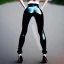 Placeholder: Rear view, young girl in leggins, two legs