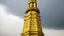 Placeholder: A light yellow spire with lightning designed in ancient Egyptian architectures and sculptures painted by Zosan