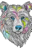 Placeholder: Colored Bear portrait coloring book vover