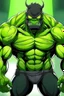 Placeholder: Anime man side character with huge muscles body looks lime monsters ,( wearing a black mask)