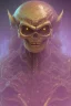 Placeholder: purple alien, cracks in the head, evil, Asian eyes, weapons, blood, 8k, finely detailed, photo realistic, Boris Vallejo style turquoise skull head gold dragon space alien rain skeleton silver helmet golden space suit