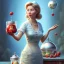 Placeholder: pixar style, realistic painting of a housewife and a jar full with strawberry jam, kitchen in the background volumetric turquise and blue sky, flying environment and background, volumetric lighting, dramatic lighting, detailed digital painting, extreme dense and fine, anime, ornate, colour-washed colors, elegant, small minutiae, tiny features, particulars, centered, smooth, sharp focus, renderman gofur render, 8k, uhd, detailed eyes, realistic shaded volumetric lighting, caustics, backligh