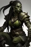 Placeholder: huge female orc dark braided ponytail pirate barbarian dnd