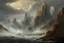 Placeholder: clouds, rocks, new age, fantasy, and sci-fi influence, mist, mountains, waves, cliffs, very epic, majestic landscape