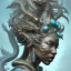 Placeholder: sango fantasy, fantasy magic, intricate, sharp focus, illustration, highly detailed, digital painting, concept art, matte, artgerm and paul lewin and kehinde wiley, masterpiece silver dragon head bronze African nice breast Afo woman turquoise waves