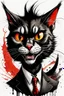 Placeholder: create a wild caricature of a savage, ravenous, gothpunk vampire cat, highly detailed with refined feline features in the caricature style of Gerald Scarfe and Ralph Steadman, precisely drawn, boldly inked, vividly colored, 4k