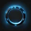 Placeholder: ring of power, black background, blue lighting, icon