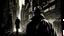 Placeholder: Blade runner city at night; silhouette of detective in trenchcoat