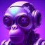 Placeholder: A beautiful portrait of a cyborg monkey purple neon color scheme, high key lighting, volumetric light high details psychedelic background