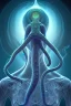 Placeholder: Spiritual being with Tentacles over human Head creating reality around, wrapping Tentacles around Human, Psychedelic