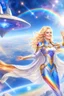 Placeholder: cosmic woman angels smile,admiral high commander from the future, one fine whole face, crystalline skin, expressive blue eyes,rainbow, smiling lips, very nice smile, costume rainbow pleiadian, Beautiful tall woman pleiadian Galactic commander, ship, perfect datailed golden galactic suit, high rank, long blond hair, hand whit five perfect detailed finger, amazing big blue eyes, smilling mouth, high drfinition lips, cosmic happiness, bright colors rainbow, blue, pink, gold, jewels, realist,8k