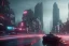 Placeholder: 3D, beautiful, light reflecting, empty future city at night, rainy night, neon, cyberpunk, tron, person with helmet walking, 8k, finely detailed, photo realistic