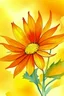 Placeholder: orange Chicory flower water color on yellow background