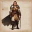 Placeholder: ConceptSheet [by Guy Borremans]: woman dwarf warrior and her laxe with AD&D statistics