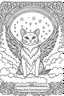 Placeholder: create a coloring page that Illustrate a cat with angelic wings, surrounded by celestial clouds and stars. full image