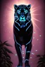 Placeholder: bioluminescent black jaguar at night, very mysterious and magical