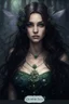 Placeholder: Dark bluec green hair, elven crown roses emerald Water lilies long hair lotus night Fairy princess rapunzel hair queen crown dragonflies fireflies elven tiara flowers fairy wings gothic dark blue ,fairy crown