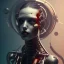 Placeholder: a girl with a cyborg brain and a lot of red liquid, steam punk, scary, horror, realistic, made in octane, cinematic, ultra-realistic, extremely detailed octane rendering, 8K, VRAY Super Real ar 2:3, dof photorealistic futuristic 50mm lens hard lighting dark gray tintype photograph, realistic lighting, sephia colors