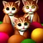 Placeholder: multiple gingerbread kittens, gumdrop eyes, vibrant, ball of yarn, 8k resolution, centered, high-quality, fine-detail, digital art, detailed matte, volumetric lighting, illustration, 3D octane render, brian froud, howard lyon, greg rutowski, George Grie