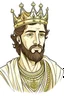 Placeholder: "Draw an Arabian king with a short beard and shoulder-length hair, handsome, sharp features, wearing a crown. His color is slightly tan, and he has drowsy eyes. His body is of average height. Draw another Arabian king who is larger in size, with thick eyebrows."